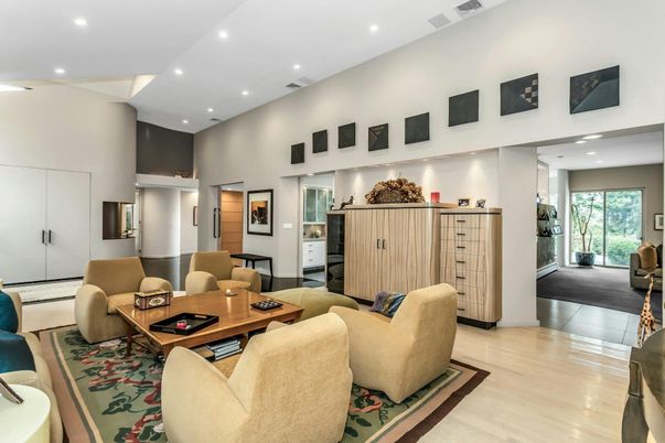 Interior, Living room, Recessed Lighting, Wood Texture Flooring