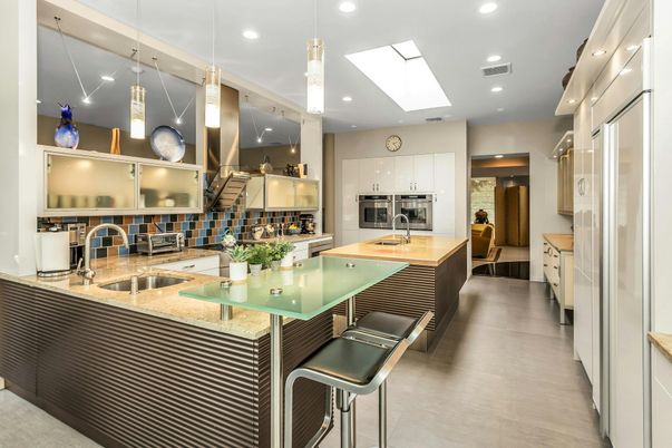 Interior, Kitchen, Pendant Lights, Recessed Lighting, Stainless Steel Appliances