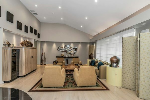 Interior, Living room, Recessed Lighting, Wood Texture Flooring