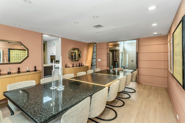 Dining room, Interior, Kitchen, Recessed Lighting, Wood Texture Flooring