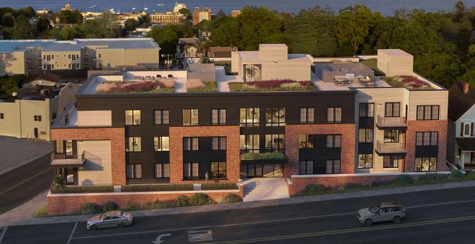 Exterior, Facade, Brick Facade, Modern