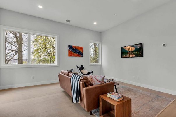 Interior, Living room, Recessed Lighting, Wood Texture Flooring