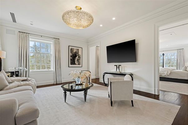 Bedroom, Chandelier, Interior, Living room, Recessed Lighting, Wood Texture Flooring