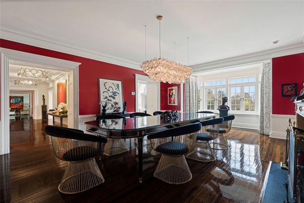 Chandelier, Dining room, Interior, Wood Texture Flooring
