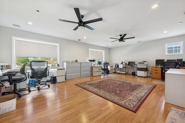 Home Office, Interior, Recessed Lighting, Wood Texture Flooring