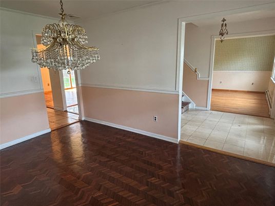 Chandelier, Empty room, Interior, Wood Texture Flooring