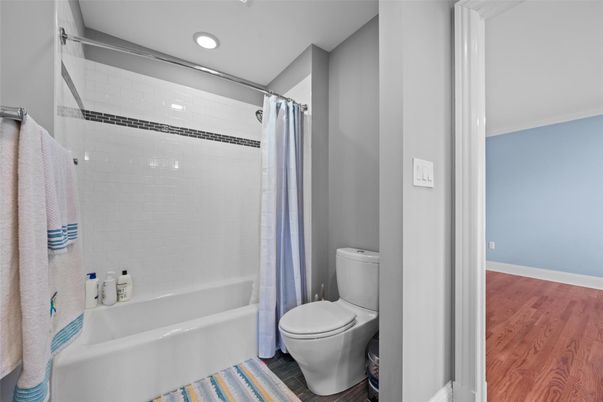 Bathroom, Interior, Recessed Lighting, Wood Texture Flooring