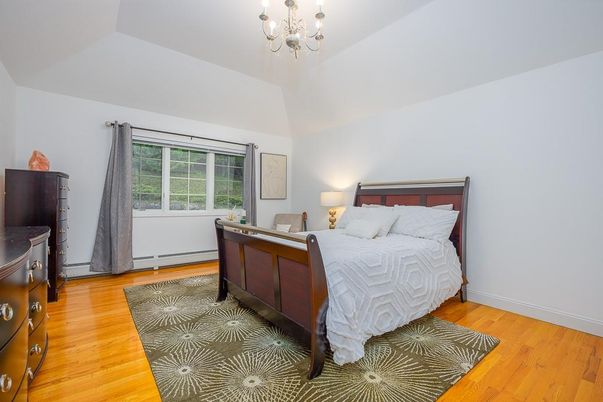 Bedroom, Chandelier, Interior, Wood Texture Flooring