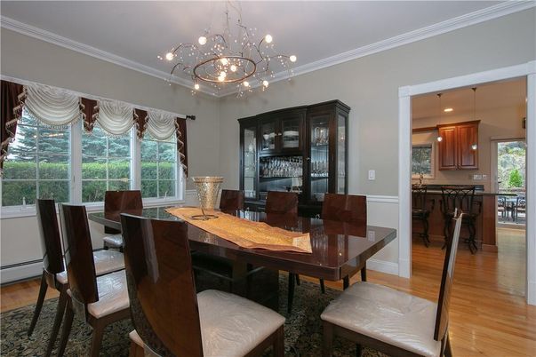 Chandelier, Dining room, Interior, Pendant Lights, Wood Texture Flooring