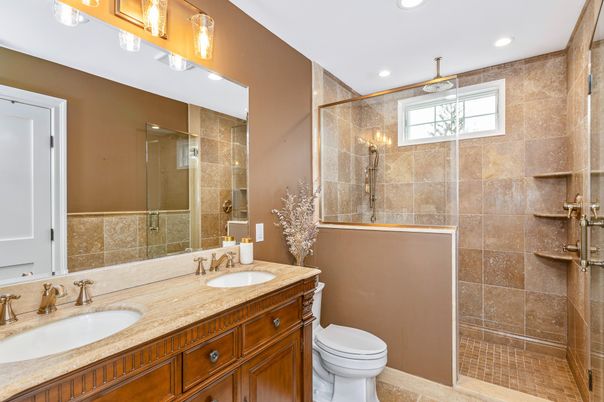 Bathroom, Dual Sink Vanities, Glass Shower, Interior, Recessed Lighting