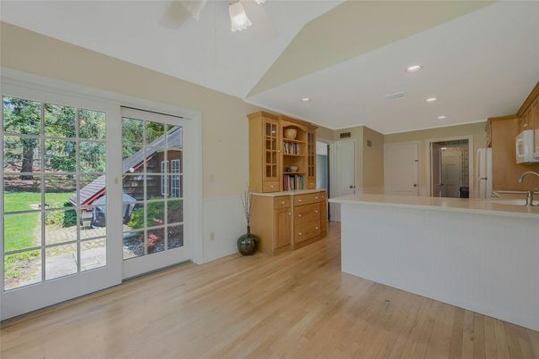 Interior, Kitchen, Recessed Lighting, Wood Texture Flooring