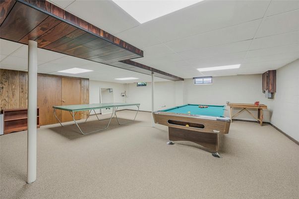 Billiard Table, Game Room, Interior, Recessed Lighting, Wooden Walls