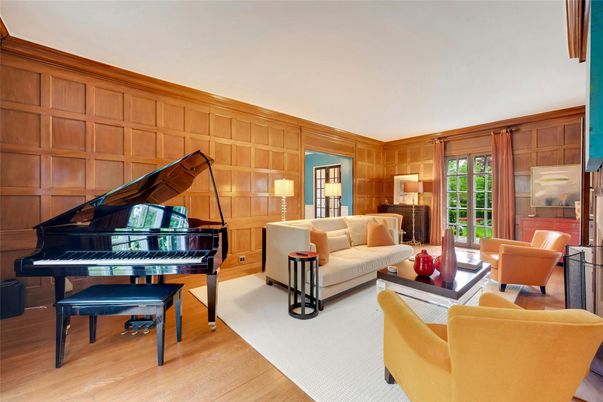 Interior, Living room, Piano, Wood Texture Flooring, Wooden Walls