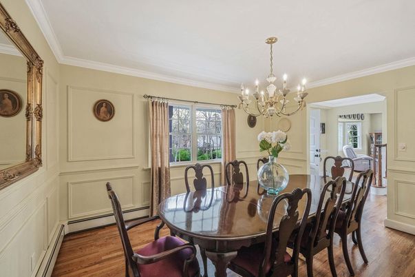 Chandelier, Dining room, Interior, Wood Texture Flooring