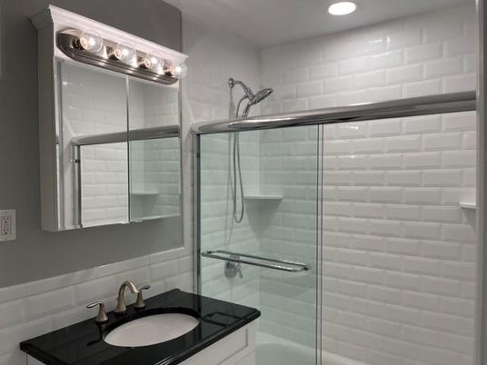 Bathroom, Glass Shower, Interior, Recessed Lighting