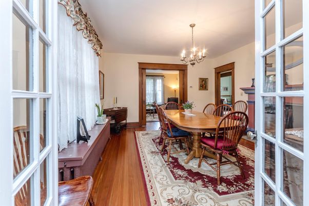 Chandelier, Dining room, Interior, Wood Texture Flooring