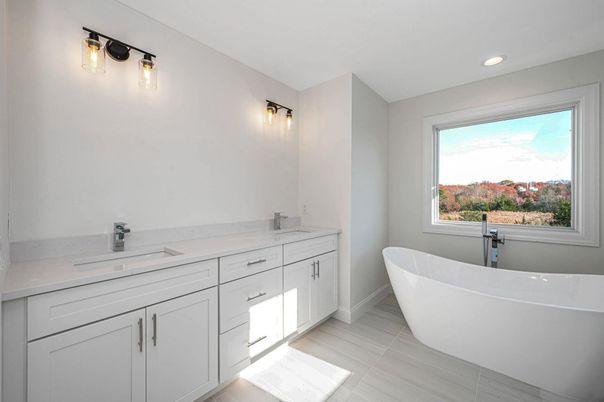 Bathroom, Dual Sink Vanities, Free Standing Baths, Interior, Recessed Lighting