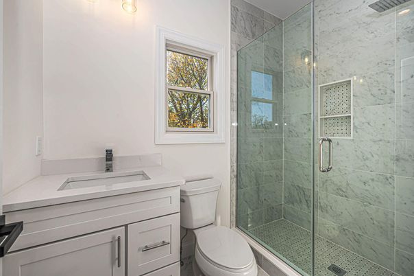 Bathroom, Glass Shower, Interior, Marble Walls