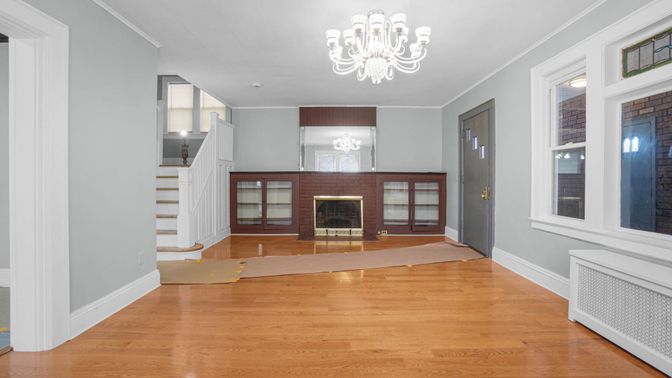 Chandelier, Fireplace, Interior, Wood Texture Flooring
