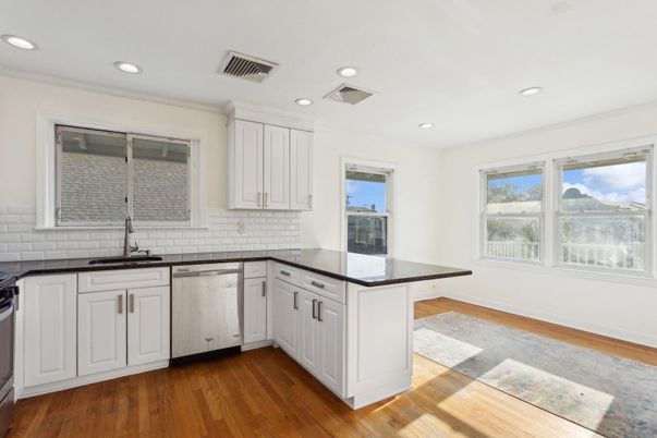 Interior, Kitchen, Recessed Lighting, Wood Texture Flooring