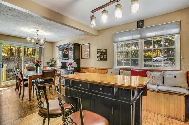 Chandelier, Dining room, Interior, Wood Texture Flooring