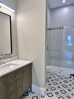 Bathroom, Glass Shower, Interior, Recessed Lighting