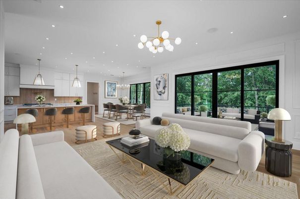 Dining room, Interior, Kitchen, Living room, Pendant Lights, Recessed Lighting, Wood Texture Flooring