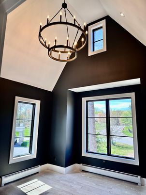 Chandelier, Empty room, Interior, Pendant Lights, Recessed Lighting, Wood Texture Flooring