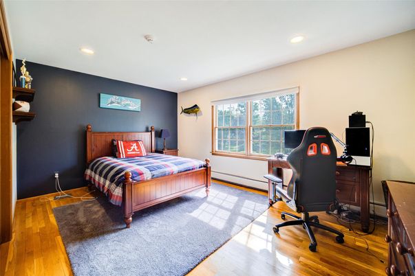 Bedroom, Home Office, Interior, Recessed Lighting, Wood Texture Flooring