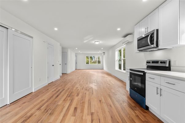 Interior, Kitchen, Recessed Lighting, Wood Texture Flooring
