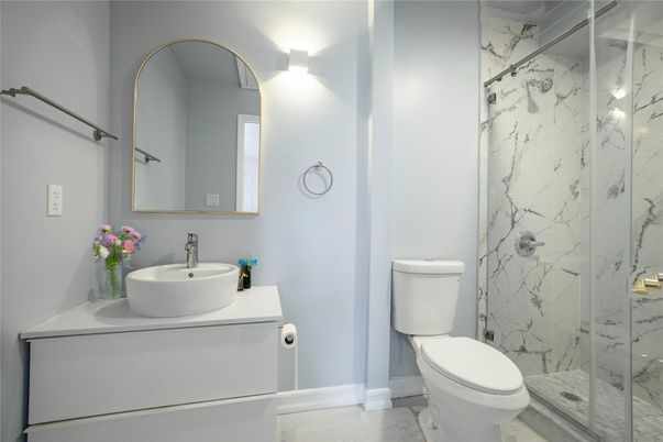 Bathroom, Glass Shower, Interior, Marble Walls