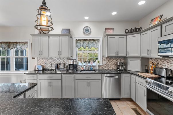 Interior, Kitchen, Pendant Lights, Recessed Lighting, Stainless Steel Appliances