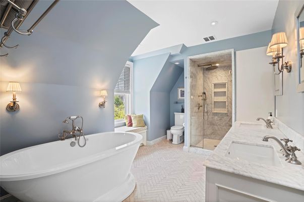 Bathroom, Dual Sink Vanities, Free Standing Baths, Glass Shower, Interior, Recessed Lighting