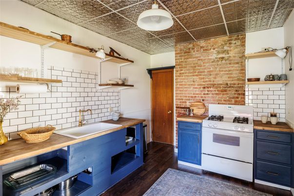 Interior, Kitchen, Stone Walls, Wood Texture Flooring