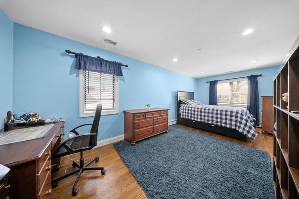 Bedroom, Home Office, Interior, Recessed Lighting, Wood Texture Flooring