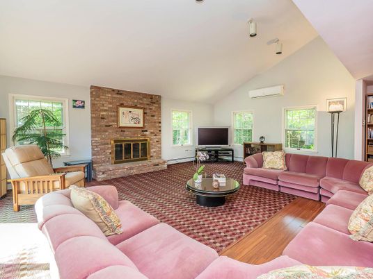 Fireplace, Interior, Living room, Stone Walls, Wood Texture Flooring