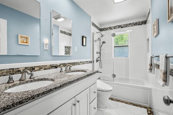 Bathroom, Dual Sink Vanities, Glass Shower, Interior