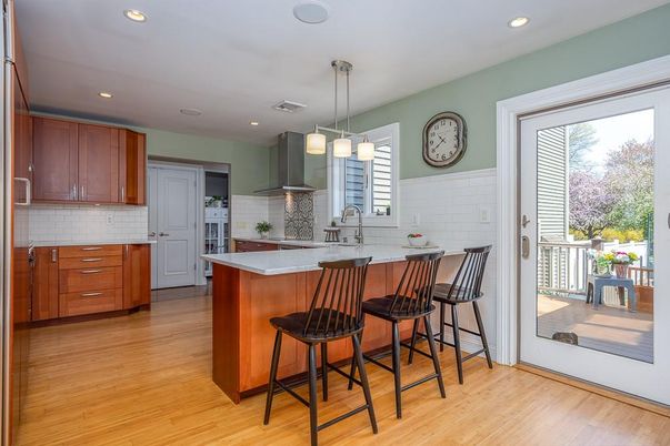 Interior, Kitchen, Pendant Lights, Recessed Lighting, Wood Texture Flooring