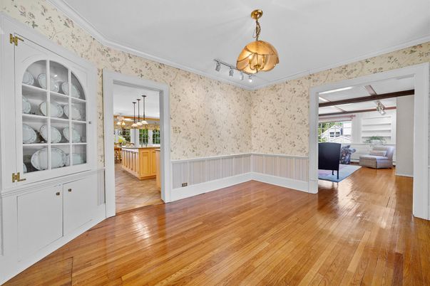 Empty room, Interior, Kitchen, Pendant Lights, Wood Texture Flooring
