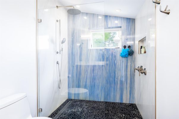 Bathroom, Glass Shower, Interior, Recessed Lighting