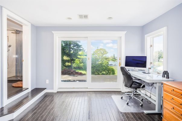 Home Office, Interior, Recessed Lighting, Wood Texture Flooring