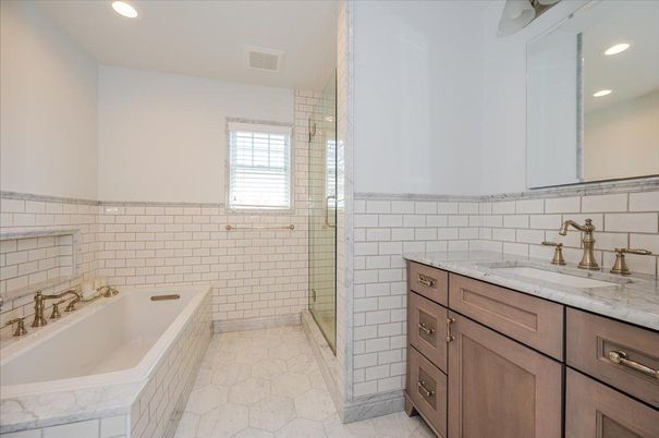 Bathroom, Dual Sink Vanities, Glass Shower, Interior, Recessed Lighting