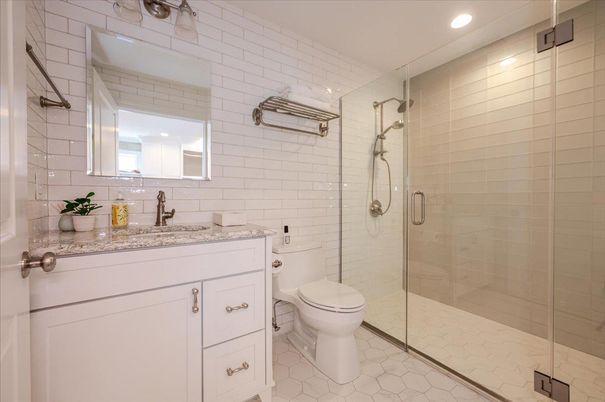Bathroom, Glass Shower, Interior, Recessed Lighting