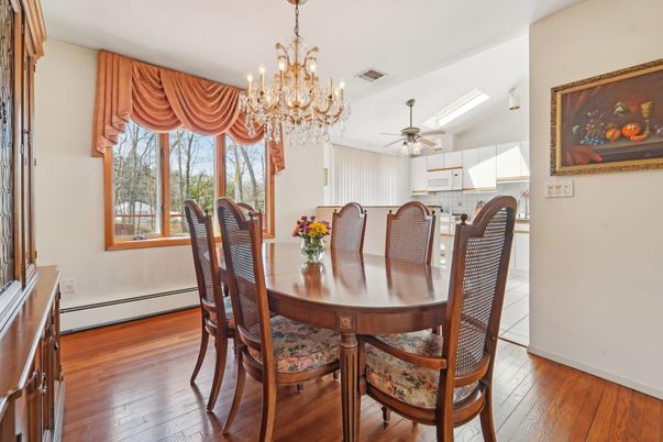 Chandelier, Dining room, Interior, Wood Texture Flooring