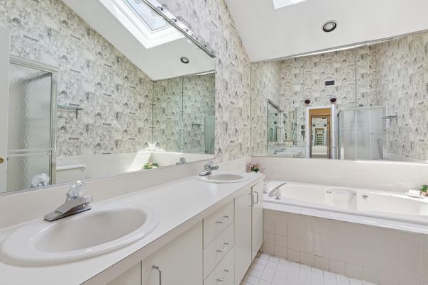 Bathroom, Dual Sink Vanities, Glass Shower, Interior, Recessed Lighting