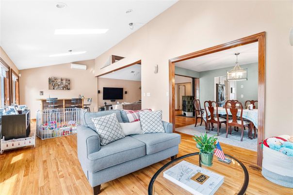 Dining room, Interior, Living room, Pendant Lights, Wood Texture Flooring