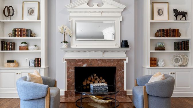 Fireplace, Interior, Wood Texture Flooring