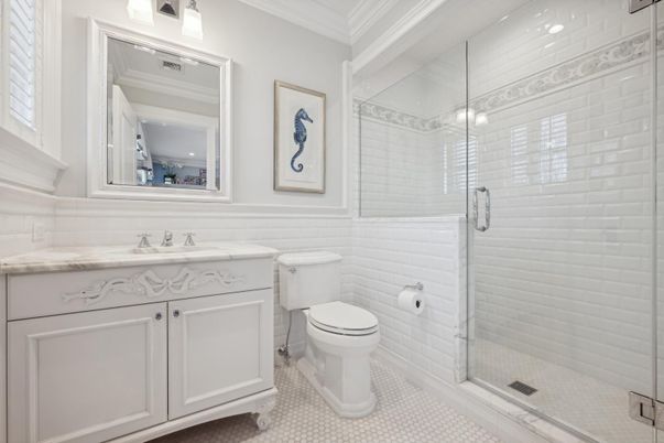 Bathroom, Glass Shower, Interior, Recessed Lighting