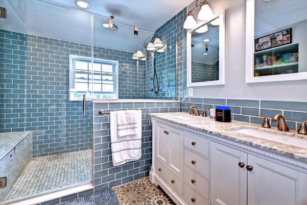 Bathroom, Dual Sink Vanities, Glass Shower, Interior, Recessed Lighting