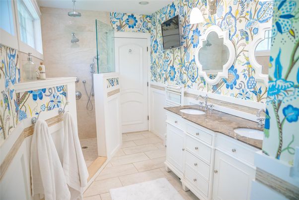 Bathroom, Dual Sink Vanities, Glass Shower, Interior
